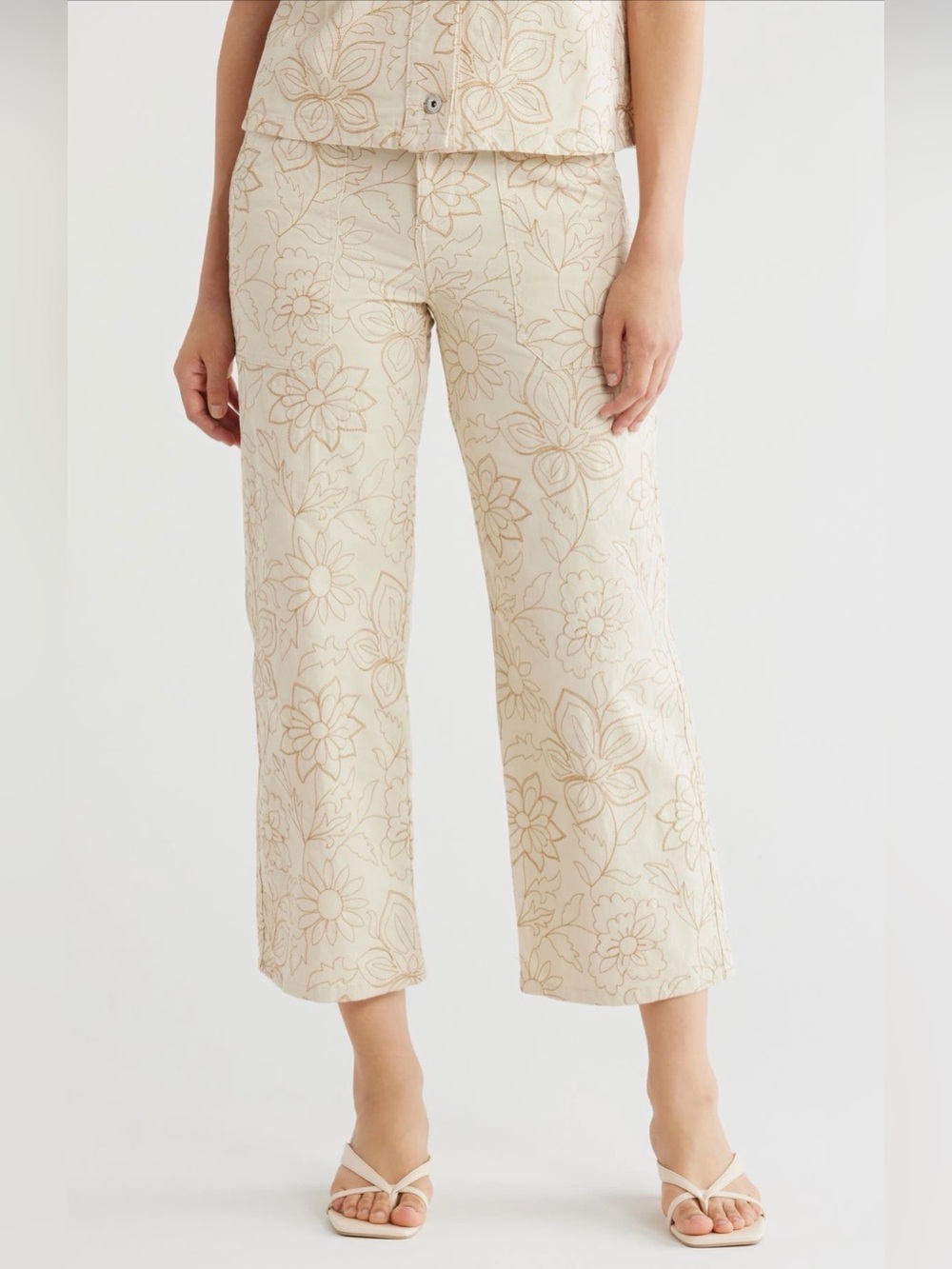 Sanctuary Floral Cotton Cropped Pants